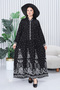 Women's Patterned Plus Size Hijab Viscose Dress Black - 7
