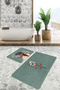 Green Floor Floral Detailed 2-Piece Bathroom Mat Set & Kitchen Mat Set - 2