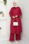 Jacquard Buttoned Double Suit Fuchsia