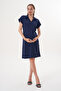 Shirt Collar Short Sleeve Striped Front Button Midi Length Maternity and Maternity Dress