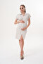 Shirt Collar Short Sleeve Striped Front Button Midi Length Maternity and Maternity Dress - 3