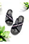 Cross Design Leather Insole Home and Outdoor Slippers