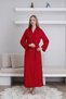 Lace Detailed Women's Dressing Gown / Shawl Collar Tie Waist / Cotton Stretch Fabric - 3