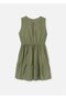 Girl's Gathered Dress - Green - 5