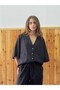 Design V-Neck Linen Kimono Shirt Women Black - 5
