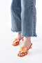 S-622 Orange Orchid Detailed Thin Heeled Women's Slippers - 4