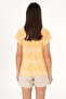 Women's Orange Patterned Crew Neck T-Shirt 50305761-Vr202 - 5