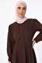 Pile Detailed Crepe Fabric Hijab Dress - Brown - Refka - 3