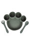 3 Piece Silicone Feeding Set, with Silicone Suction Plate, Spoon and Fork - Green