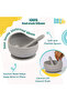 BabiesBasic Feeding Set, 2 Piece Silicone Set with Silicone Suction Bowl and Silicone Spoon - Grey - 2