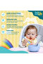 BabiesBasic Feeding Set, 6 Piece, Silicone Plate, Bowl, Bib, Spoon , Fork and 2 in 1 Cup - Blue - 3