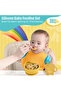 BabiesBasic Feeding Set, 6 Piece, Silicone Plate, Bowl, Bib, Spoon , Fork and 2 in 1 Cup - Yellow - 4