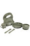 BabiesBasic Feeding Set, 6 Piece, Silicone Plate, Bowl, Bib, Spoon , Fork and 2 in 1 Cup - Green