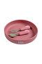 Silicone Feeding Set with Silicone Suction Plate, Spoon and Fork - Pink