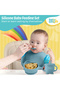 BabiesBasic Feeding Set, 6 Piece, Silicone Plate, Bowl, Bib, Spoon , Fork and 2 in 1 Cup - Indigo - 4