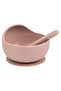 BabiesBasic Feeding Set, 2 Piece Silicone Set with Silicone Suction Bowl and Silicone Spoon - Blush