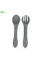 BabiesBasic Feeding Set, 6 Piece, Silicone Plate, Bowl, Bib, Spoon , Fork and 2 in 1 Cup - Green - 7