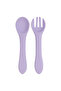 BabiesBasic Feeding Set, 6 Piece, Silicone Plate, Bowl, Bib, Spoon , Fork and 2 in 1 Cup - Purple - 7