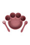 3 Piece Silicone Feeding Set, with Silicone Suction Plate, Spoon and Fork - Pink