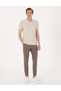 Beige Slim Fit Linen Blend Apaş Collar Knitwear T-Shirt 50305972-Vr011 - 4