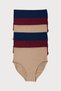 Women's Navy Blue Claret Red Skin Color 6 Pack Modal High Waist Slip Panties 1955