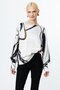 Patterned Boat Neck Blouse - 2
