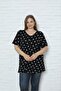 Plus Size V-Neck Black Loose Cut Lycra Blouse