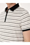 Beige Slim Fit Zippered Polo Collar T-Shirt 50306085-Vr011 - 7