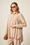 Women's Comfortable Fit Double Suit with Pleated Backs Beige 31124 - 6