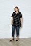 Plus Size V-Neck Black Loose Cut Lycra Blouse - 5