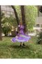 Lila Striped Taffeta Volan Detail Skirt and Bluz Set