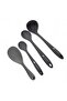 Set of 4 silicone1 scoop 1 spoon (27.5cm) 1 spoon (20 cm) 1 rice spoon GRAY - 2