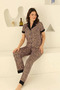 Leopard Printed Pieces of 100% Cotton Cotton Pieces of Button-Front Maternity & Breastfeeding Pajama Set - 5