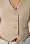 V-Neck Buttoned Woven Vest Beige Lvw0003 - 4