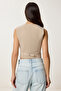 V-Neck Buttoned Woven Vest Beige Lvw0003 - 5