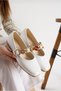 Daily Women's Ballerina White Patent Leather Gold Coin Pearl Buckle Does Not Make Sound Orthopedic Lightweight Comfortable Shoes - 2