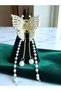 Pearl Detailed Butterfly Model Pinterest Hair Clip – Elegant and Stylish Design-Dangle Clip - 3