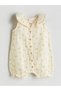 Lcw Baby Ekru Peter Pan collar Baby Girl Muslin Jumpsuit