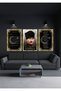 Gold Plexiglass Framed Set of 3 Atatürk's Youth Hymn of Independence Hymn Wall Decoration Painting Set