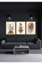 Wooden Frame Look Bohemian Leafy 3 Piece Painting Set Wall Decor for Living Room Bedroom - 3