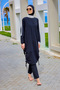 Black Full Covered Hijab Swimsuit with Hidden Zipper M2521-3