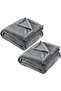 Pack of 2 Double Blankets Grey Silky Soft Flannel Throw Blanket 200x220cm