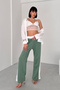 Mona Waist and Side Contrast Block Panels, Comfortable Pants with Elastic Waist - 3