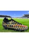 Black Silver Gold Patterned Men's Football Shoes with Socks