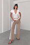Mona Waist and Side Contrast Block Panels, Comfortable Pants with Elastic Waist - 6