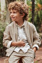 Sports Boy's Jacket with Zippered Pocket and Elastic Waist