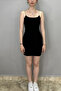 Kanın Black String Strap Mini Dress - 2