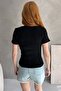 Women's Black Zippered Ribbed Knitted Blouse - 5