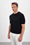 Striped Patterned Crew Neck Knitwear Black Men's T-Shirt - 5
