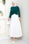 Crew Neck Gathered Sandy Blouse Emerald Hm2765 - 2